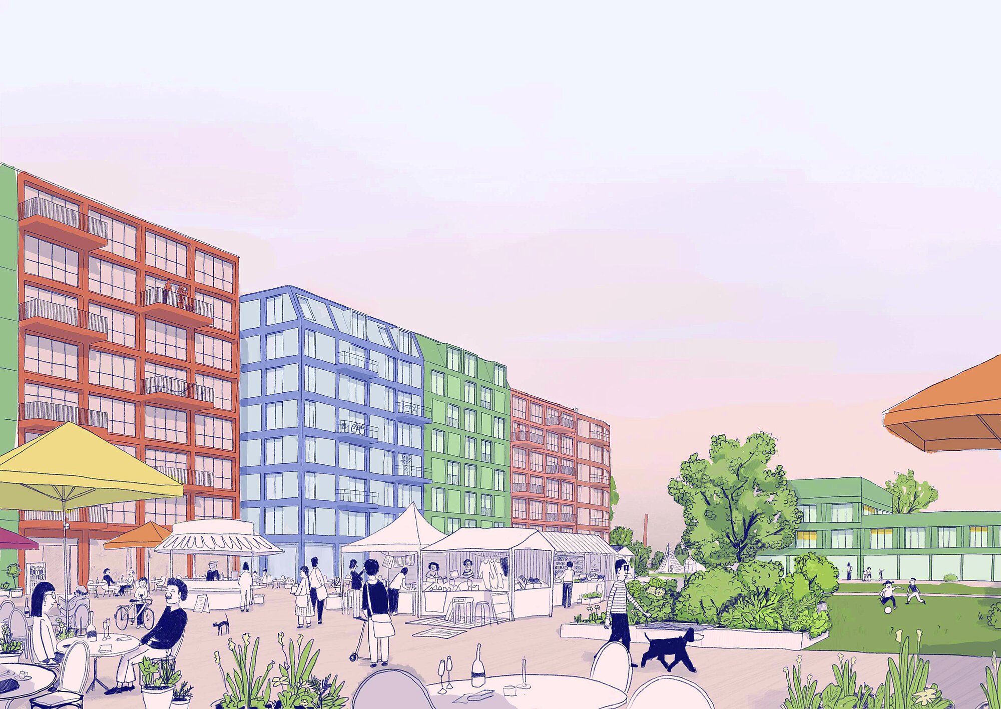 Die Entwürfe zum Freiladebahnhof Ost – hier von der Gruppe 10 – entstanden im Sommersemester 2025 im Bachelorstudiengang Architektur und Urbanistik und wurden von der Professur Städtebau betreut.